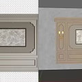 Elegant Bed Background Wall With Panel Design Decorative Painting And Wall Sconces 3d model