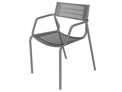 Modern Metal Landscape Chair with Armrests and Mesh Seat Design 3d model