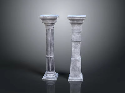 Two Stone Pillars With Fluted And Smooth Surface Architectural Design Elements 3d model