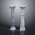 Two Stone Pillars With Fluted And Smooth Surface Architectural Design Elements