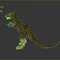 Realistic Brown Dinosaur Model in Standing Pose with Detailed Texture 3D Rendered on Gray Background