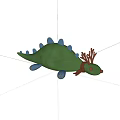 Green Dinosaur Plush Toy With Blue Spikes Red Antlers And Red Nose