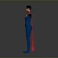 Superman in Blue Suit and Red Cape With Red S Symbol Arms Outstretched Standing Pose