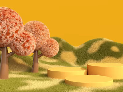 Commercial Display Stands In Natural Landscape Scene 3d model