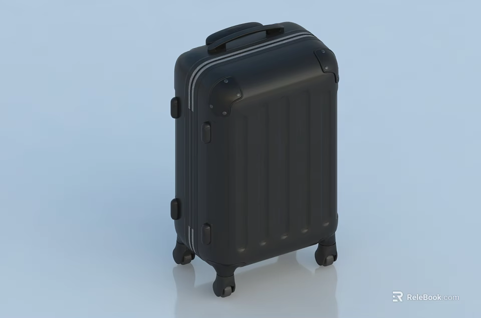 Black Hardshell Suitcase With Rolling Wheels And Modern Sleek Design For Travel 3d model 