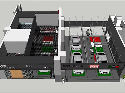 Modern Car Showroom Interior With Multiple Vehicles And Brand Logos 3d model
