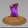 Purple And Pink Decorative Furniture Tapestry With Intricate Patterns And Tassels On Golden Circular Base