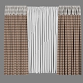 Modern curtain pleated curtain gauze curtain solid color 3d model