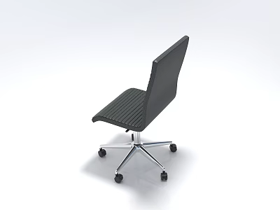 Black Office Chair With Striped Backrest Seat And Silver Metal Swivel Casters Base 3d model