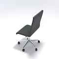 Black Office Chair With Striped Backrest Seat And Silver Metal Swivel Casters Base