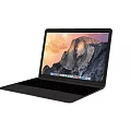 Sleek Black Apple Laptop With Open Screen Display And Back Logo Design 3d model