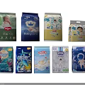 Assorted Baby Diapers Collection With Various Brands And Different Packaging Designs 3d model