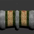 Three Piece Gray Framed Decorative Living Accessory With Gold Patterns And Green Glow