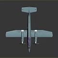 Light Blue Aerospace Model Aircraft Featuring Twin Propellers And Purple Transparent Cockpit On Dark Background