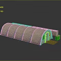 Fabric Covered Arc Structure With Entrance Door And Storage Box 3d model
