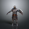 Man In Detailed Medieval Knight Armor With Metallic Shield Standing Pose 3d model