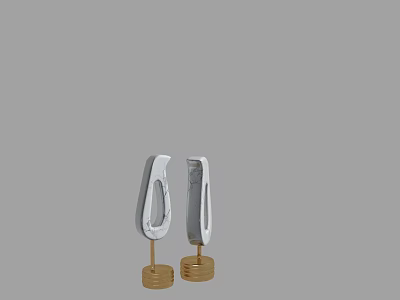 Stylish Silver Curved Decorative Ornament Set With Gold Base Stand For Home Decoration 3d model