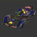 Red Bull Blue And Gray Race Car With Aerodynamic Design And Rear Wing