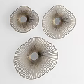Modern Wall Lamps With Radial Striped Design And Circular Metal Frames