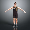 Man In Black Sports Uniform With Arms Outstretched Standing On Gray Background