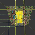 Aerial View Planning of Modern Residential Complex With Orderly Layout Green Spaces and Night Lighting