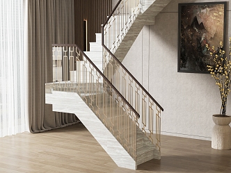 modern stair handrail stair 3d model