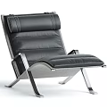 Modern Black Leather Lounge Chair With Metal Frame And Contemporary Design