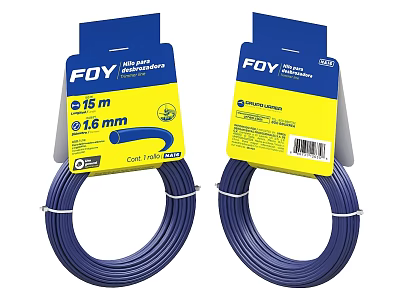 FDY Blue Cable Line 15m Length 1.6mm Diameter Electrical Wire Rolls 3d model