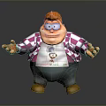 Cartoon Man in Pink White Plaid Shirt with Cooking Master Apron Orange Hair Open Arms Friendly Expression