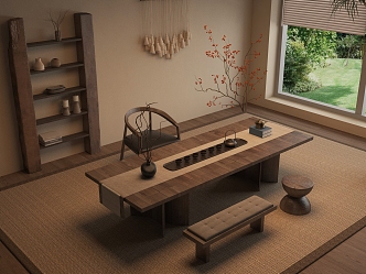 Tatami Tea Table Storage Rack 3d model