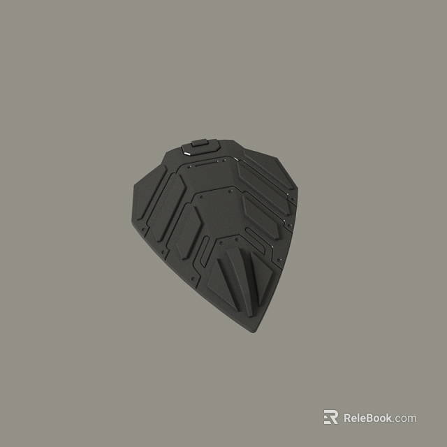 Black Triangular Tech Shield With Geometric Patterns And 3D Rendered Structured Design 3d model 