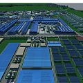 Large Scale Industrial Plant With Piping Systems Buildings Surrounding River And Roads