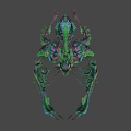 Fantasy Biomechanical Creature With Green Purple Pink Glowing Accents And Complex Limbs