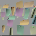 Colorful Sticky Notes on Wall with Push Pins and Various Colored Memo Papers