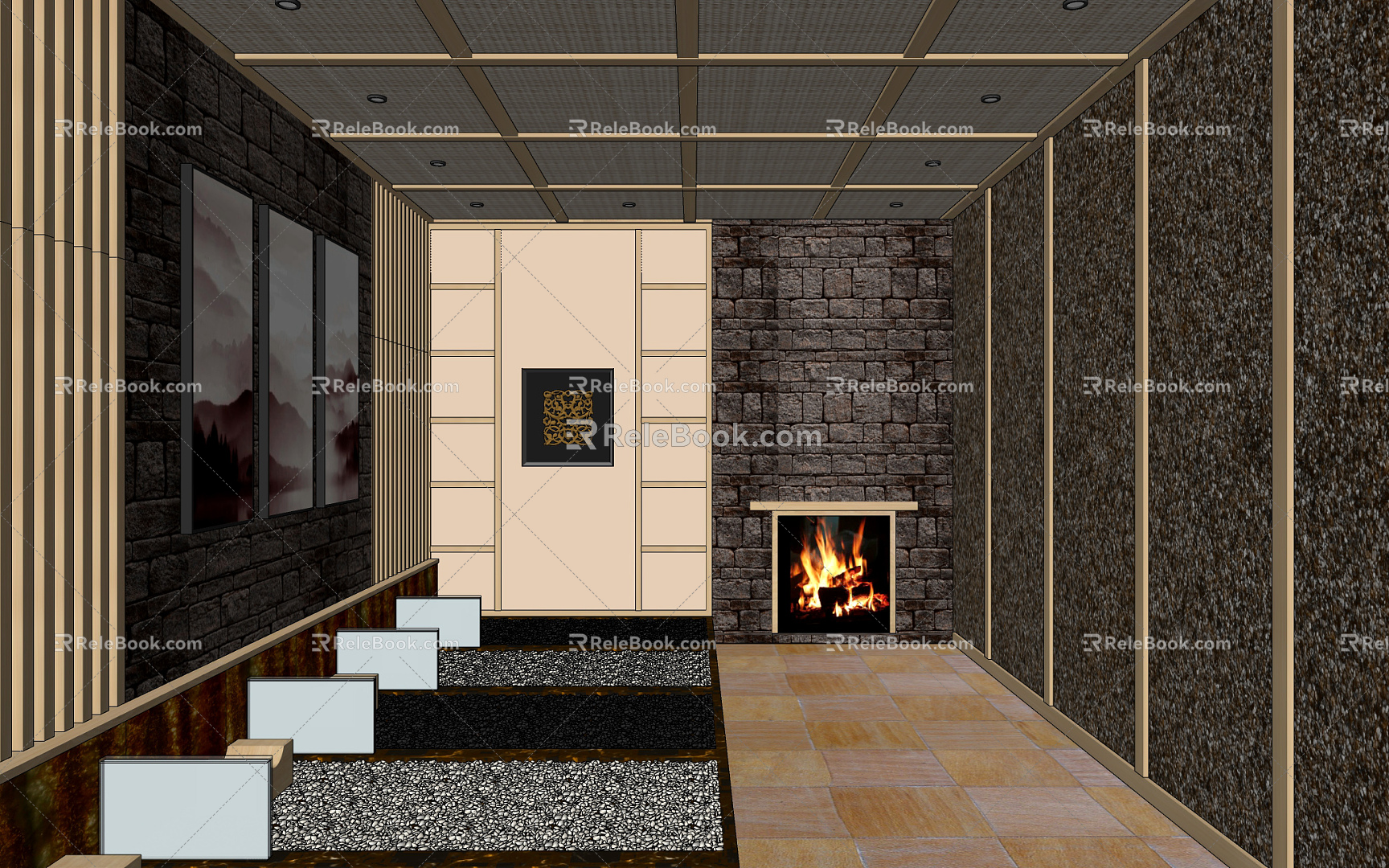 Japanese-style sauna room khan steam room dry steam room 3d model