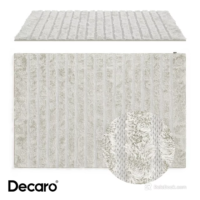Light Gray Square Rug With Striped Textured Design And Soft Plush Material 3d model 