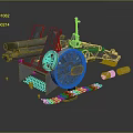 Vintage Military Cannon With Iron Wheels Barrel Chain And Ammunition Shells