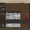 Modern Buffet Cabinet With Wooden Cabinets Marble Backsplash Wine Rack And Coffee Machine