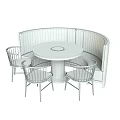 Modern Dining Table Set With Round Square Tables Mint Green Chairs And Booth Seating 3d model