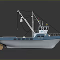 Blue And White Fishing Boat With Crane And ST 09 Marking