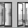 Modern Glass Doors With Black Frames And Transparent Panels In Open Position 3d model