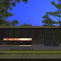 Modern Outdoor Pergola Design With Trees Lighting Water Feature Wall And Seating