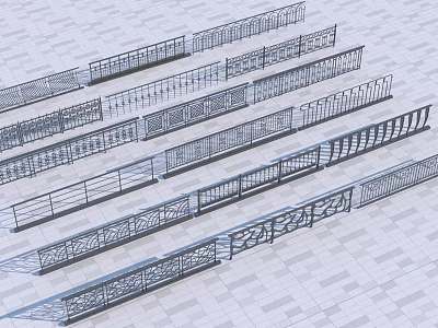 Various Ornamental Metal Fences With Intricate Patterns And Decorative Designs 3d model