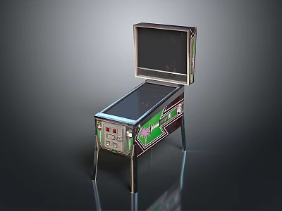 Vintage Desktop Computer With Screen Metal Stand And Colorful Green Panel 3d model
