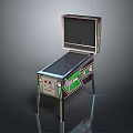 Vintage Desktop Computer With Screen Metal Stand And Colorful Green Panel