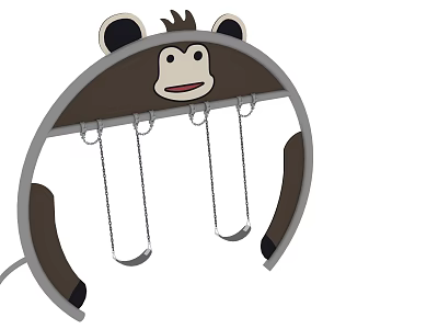 Monkey Shaped Hanging Chair with Cartoon Face Arched Frame for Kids Playful Indoor Outdoor Use 3d model