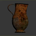 Copper Sculpture Carving Vase With Handle Rustic Patina Classical Design Artwork 3d model