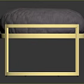 Modern Round Stool With Gold Metal Frame And Purple Upholstered Seat