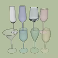 Elegant Wine Bottles And Colorful Wine Glasses With Modern Design For Home Bar