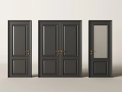 American double door French double door French swing door single door retro door bedroom door kitchen and bathroom door toilet door 3d model